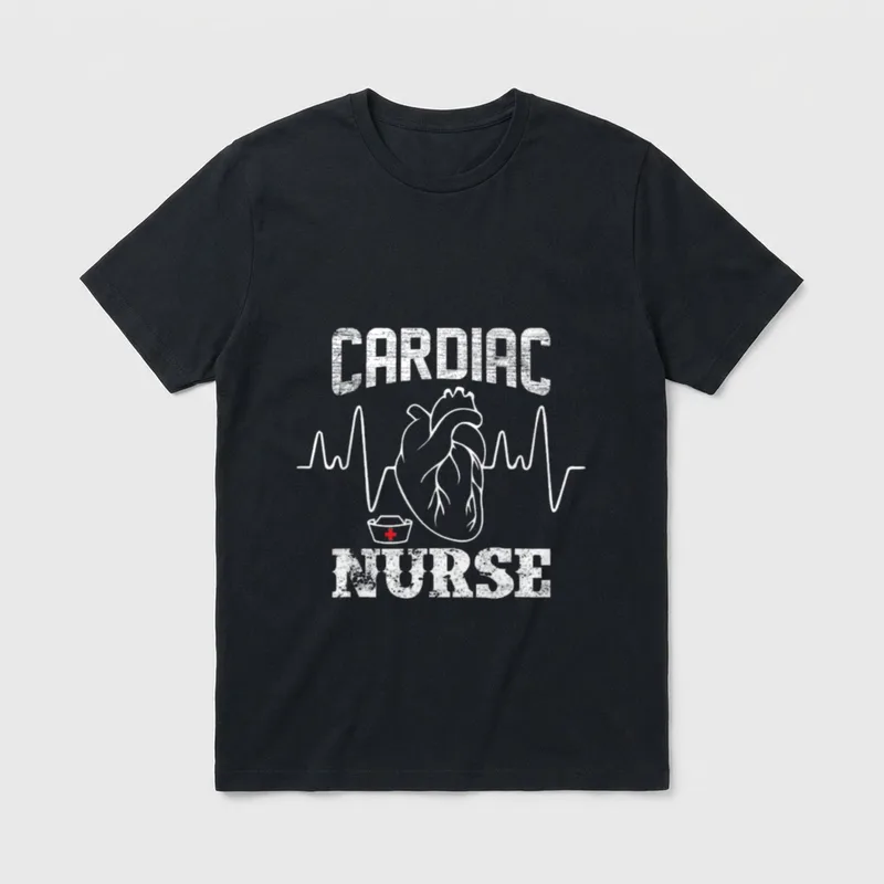 Cardiac Registered Nurse Cardiology Heart T-Shirt – Classic T-Shirt in Black