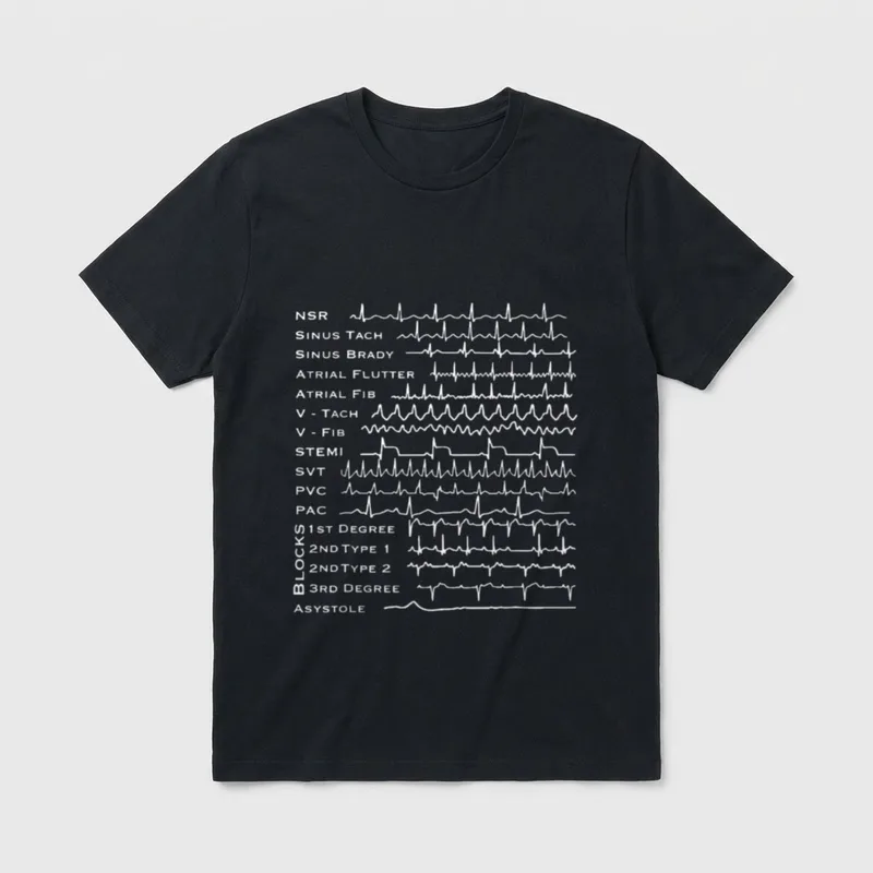 EKG Rhythm Heartbeat Cardiac Nurse Medical T-Shirt – Classic T-Shirt in Black