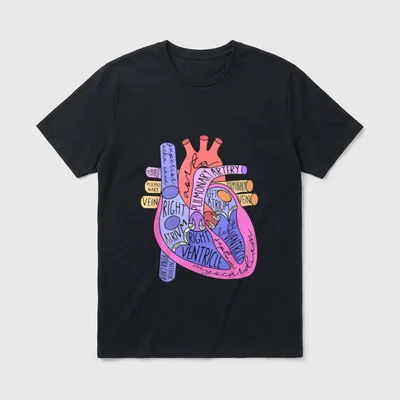 Anatomical Heart CVICU Cardiac Nurse Anatomy T-Shirt – Classic T-Shirt in Black