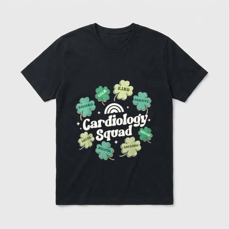 Cardiology Squad Groovy Paddys Cardiac Nurse T-Shirt – Classic T-Shirt in Black