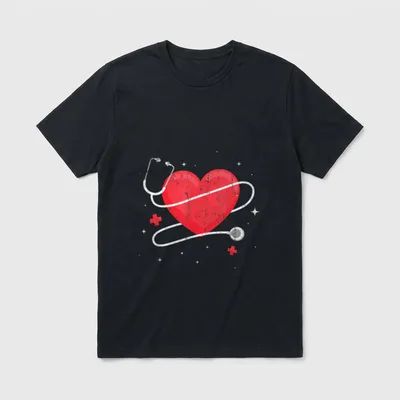 Health Care Stethoscope Heart Nurse T-Shirt – Classic T-Shirt in Black