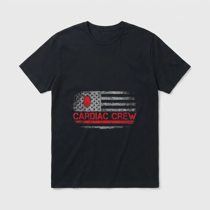 US American Flag Cardiac Crew Cardiology T-Shirt – Classic T-Shirt in Black