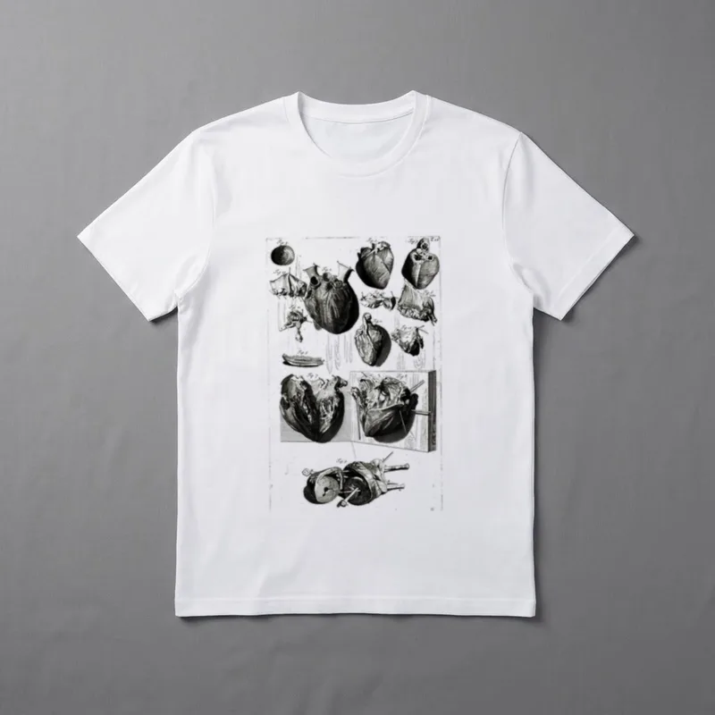 Cardiac Nurse Vintage T-Shirt – Vintage anatomical heart plate engravings and section studies – Classic T-Shirt in Black