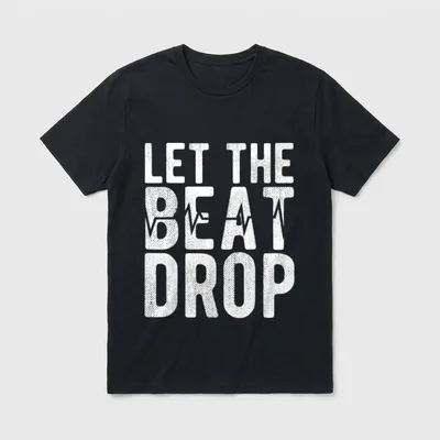 Cardiac Care Nurse T-Shirt – Distressed Let The Beat Drop text with an EKG pulse line – Classic T-Shirt in Black