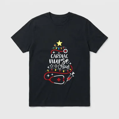 Merry Christmas Cardiology Nursing Cardiac Nurse T-Shirt – Classic T-Shirt in Black