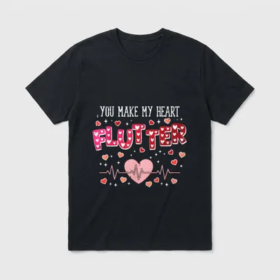 Valentines Day Cardiac Nurse Heart Flutter T-Shirt – Classic T-Shirt in Black