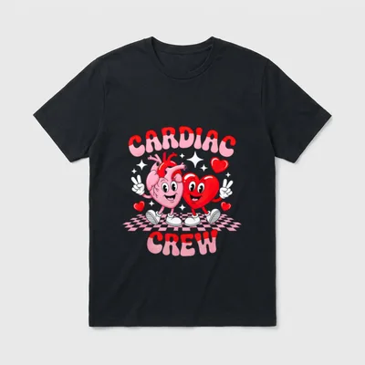 Cardiac Crew Nurse Valentine's Day Cardiology T-Shirt – Classic T-Shirt in Black