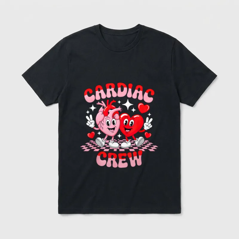 Cardiac Crew Nurse Valentine's Day Cardiology T-Shirt – Classic T-Shirt in Black