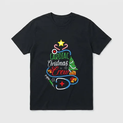Cardiac Christmas Crew CVICU Cardiology Nurse T-Shirt – Classic T-Shirt in Black