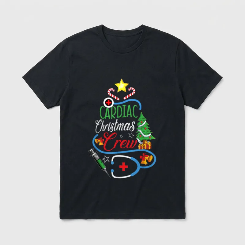 Cardiac Christmas Crew CVICU Cardiology Nurse T-Shirt – Classic T-Shirt in Black