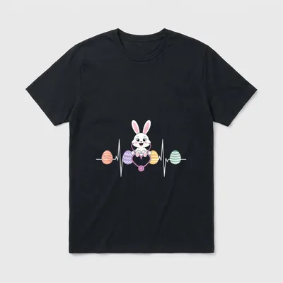 Cardiac Nurse Easter Bunny Cardiology CVICU T-Shirt – Classic T-Shirt in Black