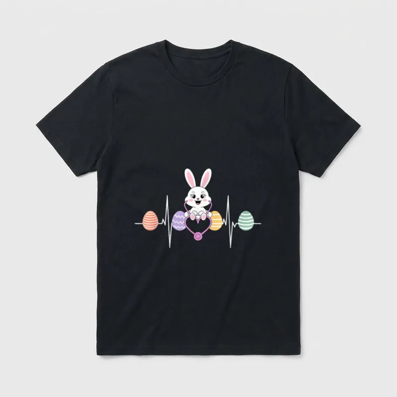 Cardiac Nurse Easter Bunny Cardiology CVICU T-Shirt – Classic T-Shirt in Black