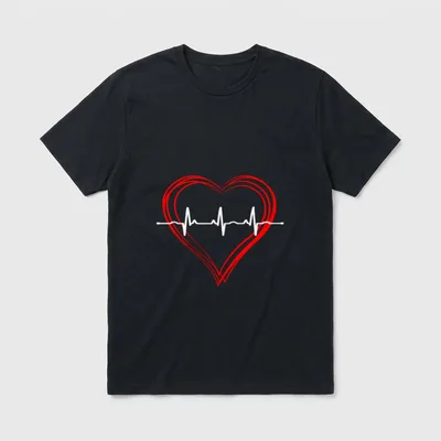 Nurse EKG Heartbeat Love Cardiogram Hollow T-Shirt – Classic T-Shirt in Black