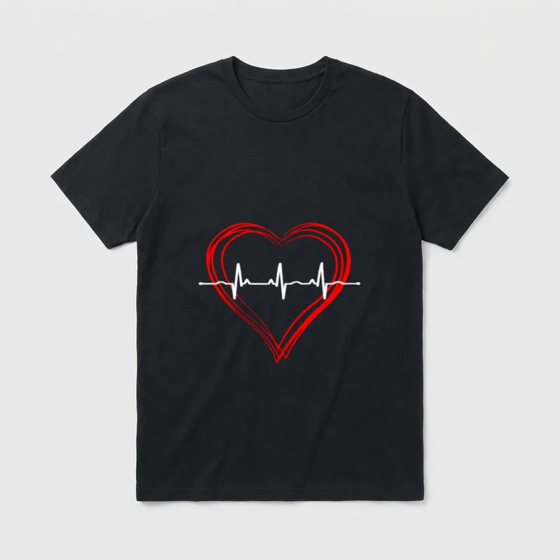 Nurse EKG Heartbeat Love Cardiogram Hollow T-Shirt – Classic T-Shirt in Black