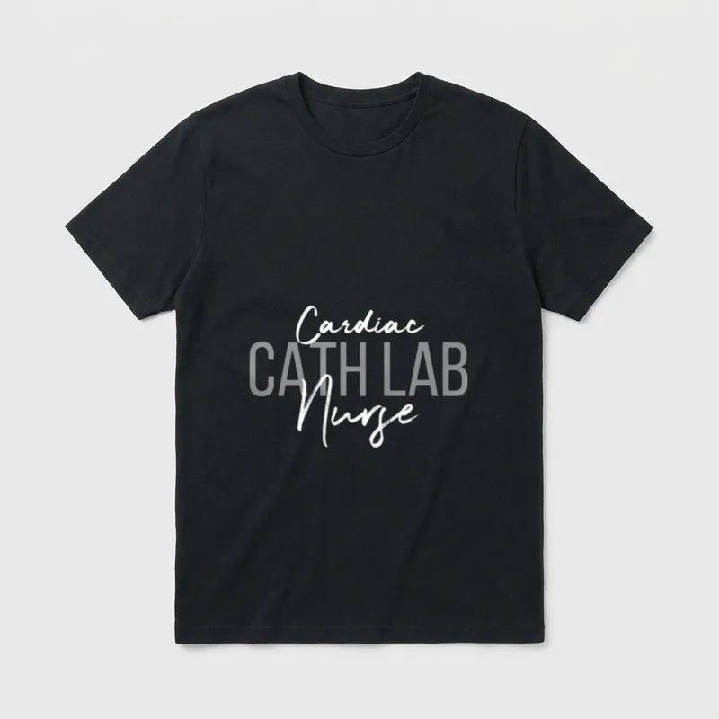 Cardiac Cath Lab Nurse EKG Great T-Shirt – Cardiac CATH LAB Nurse in script and block text – Classic T-Shirt in Black