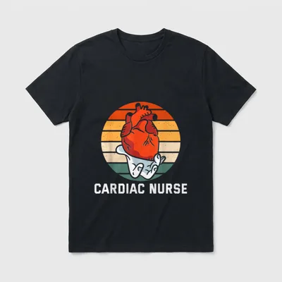 Retro Heart Nurse Cardiology Care Cardiologist T-Shirt – Classic T-Shirt in Black