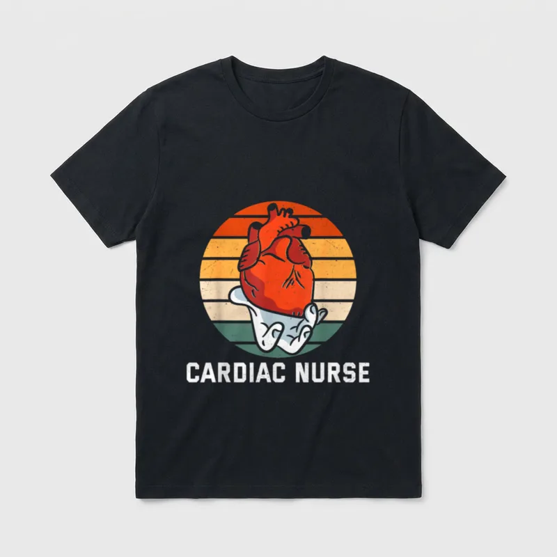 Retro Heart Nurse Cardiology Care Cardiologist T-Shirt – Classic T-Shirt in Black
