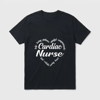 Cardiac Nurse Heart Word Cloud T-Shirt – Classic T-Shirt in Black