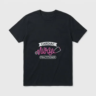Cardiac Nurse Practitioner T-Shirt – “CARDIAC Nurse PRACTITIONER” lettering with stethoscope – Classic T-Shirt in Black