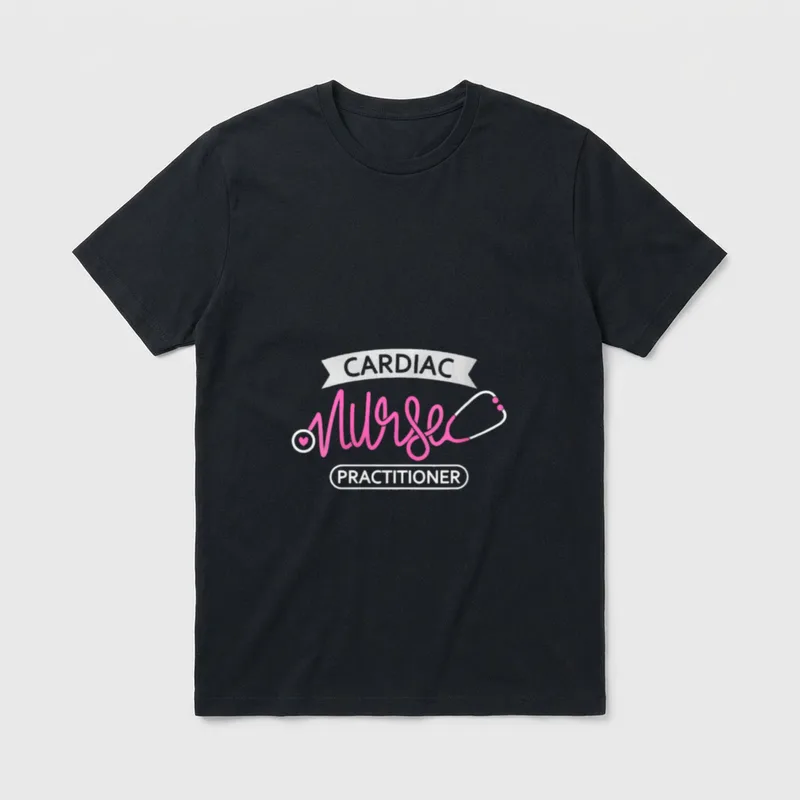 Cardiac Nurse Practitioner T-Shirt – “CARDIAC Nurse PRACTITIONER” lettering with stethoscope – Classic T-Shirt in Black