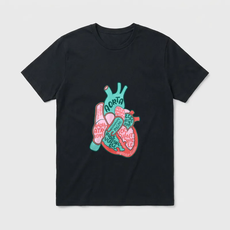 CVICU Cardiac Nurse Human Heart Anatomy T-Shirt – Classic T-Shirt in Black