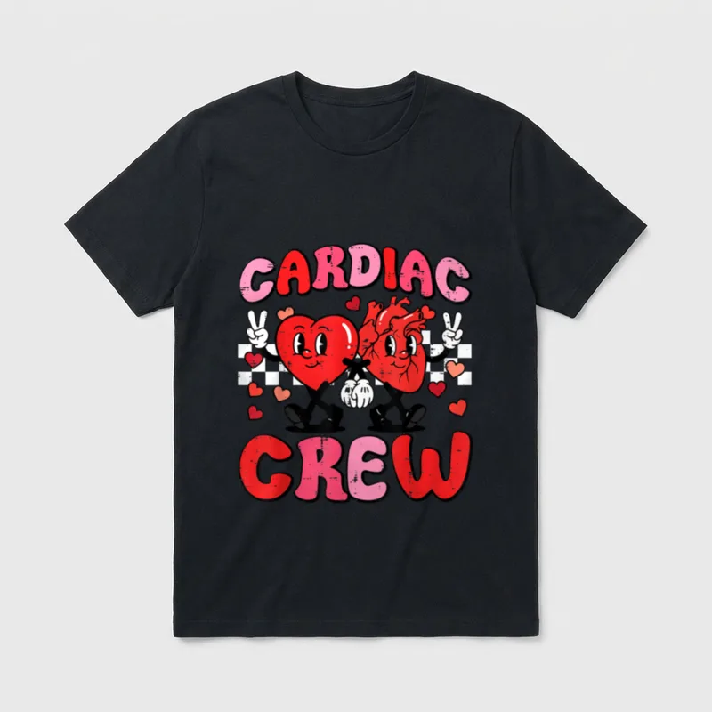 Valentine Nurse Cardiac Crew Heart T-Shirt – Classic T-Shirt in Black