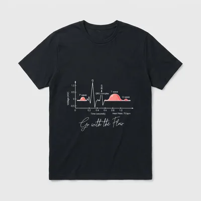 Cardiac Nurse ECG EKG Heartbeat Heart T-Shirt – Go with the Flow – Classic T-Shirt in Black