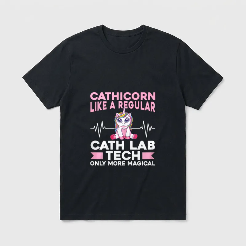 Cath Lab Nurse Heartbeat Technician Tech T-Shirt – Classic T-Shirt in Black