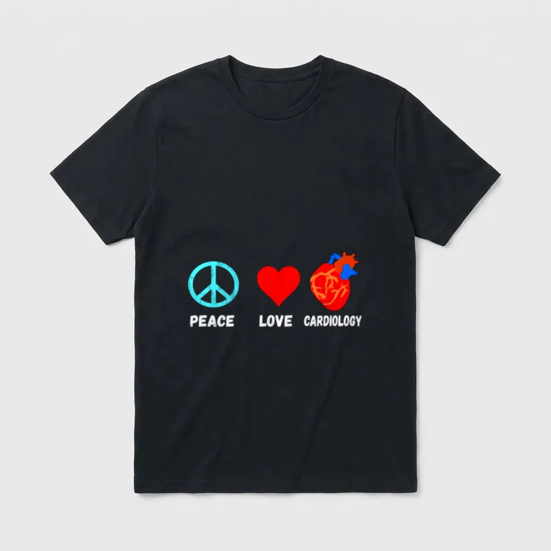 Cardiology Peace Love Cardiologist Cardiac Cath T-Shirt – Classic T-Shirt in Black