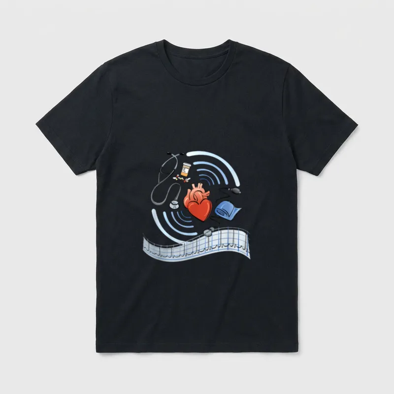 Cardiology MD Nurse Heart Health Care T-Shirt – Classic T-Shirt in Black