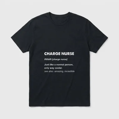 Charge Nurse Perfect T-Shirt – Dictionary definition of charge nurse with humorous description – Classic T-Shirt in Black