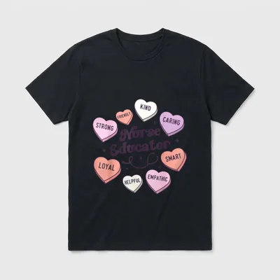 Valentines Day Nurse Educator Groovy Medical T-Shirt – Classic T-Shirt in Black