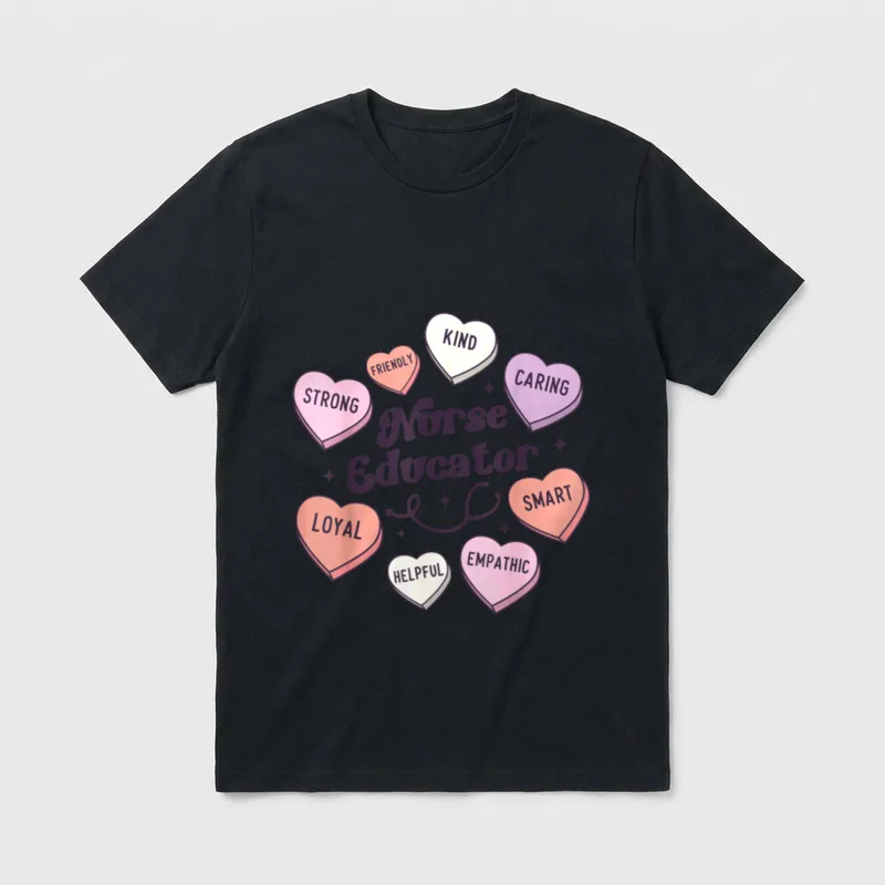 Valentines Day Nurse Educator Groovy Medical T-Shirt – Classic T-Shirt in Black