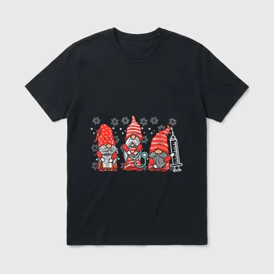 Nurse Christmas Gnomes Cute Xmas T-Shirt – Classic T-Shirt in Black
