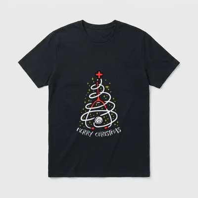 Merry Christmas Nurse Xmas Stethoscope T-Shirt – Classic T-Shirt in Black