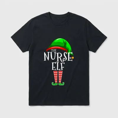 The Nurse Elf Family Matching Group T-Shirt – Classic T-Shirt in Black
