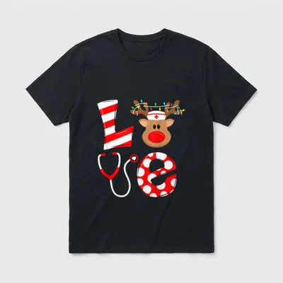 Christmas Nurse Love NICU RN ER T-Shirt – Classic T-Shirt in Black