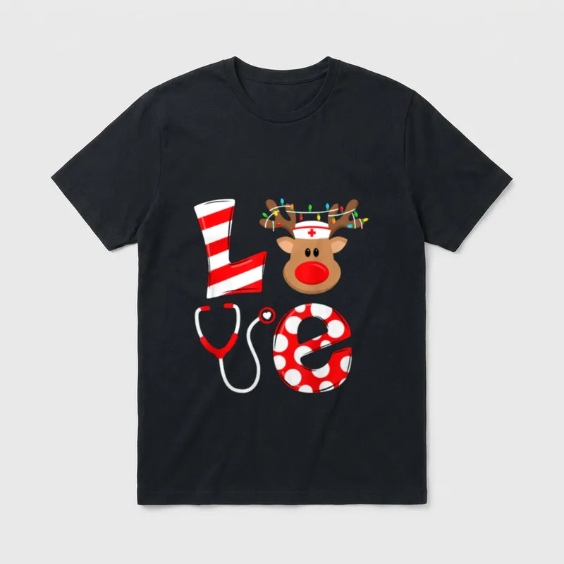 Christmas Nurse Love NICU RN ER T-Shirt – Classic T-Shirt in Black
