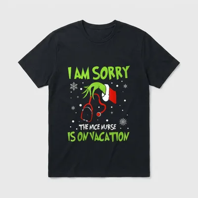 Christmas I Am Sorry the Nice T-Shirt – Green hand holding a red stethoscope in falling snowflakes – Classic T-Shirt in Black