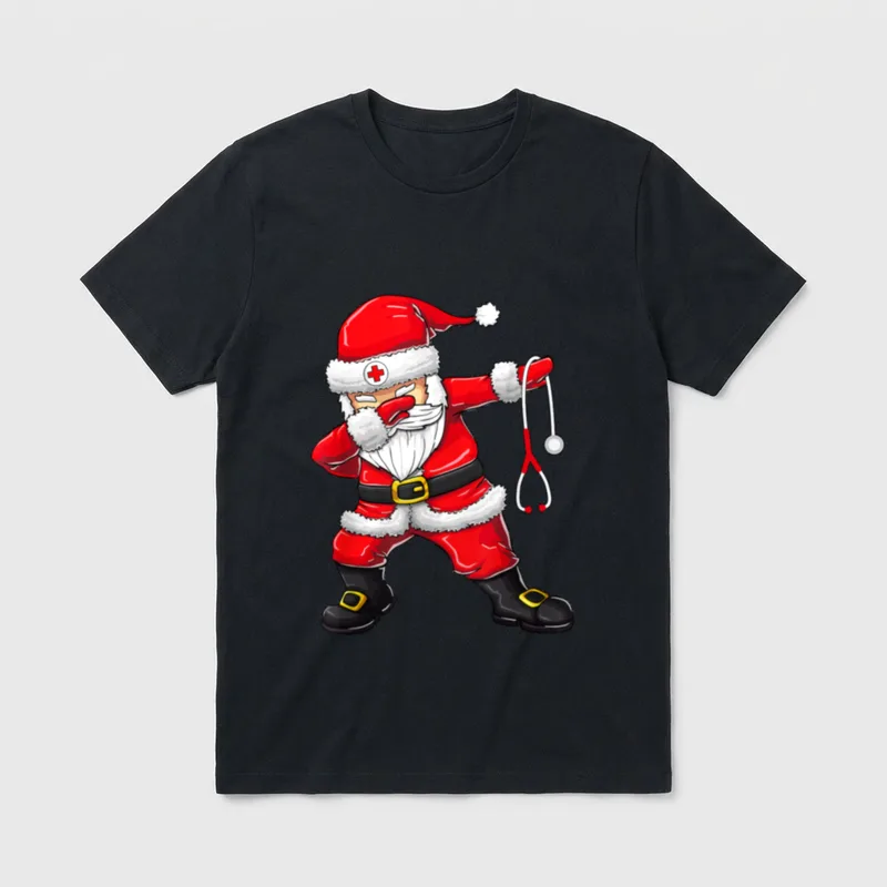 Dabbing Santa Christmas Funny Nurse T-Shirt – Classic T-Shirt in Black