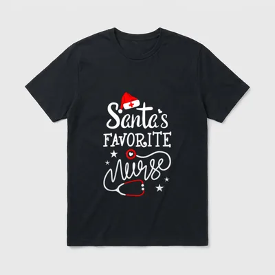 Santa's Favorite Nurse Christmas Students T-Shirt – Classic T-Shirt in Black