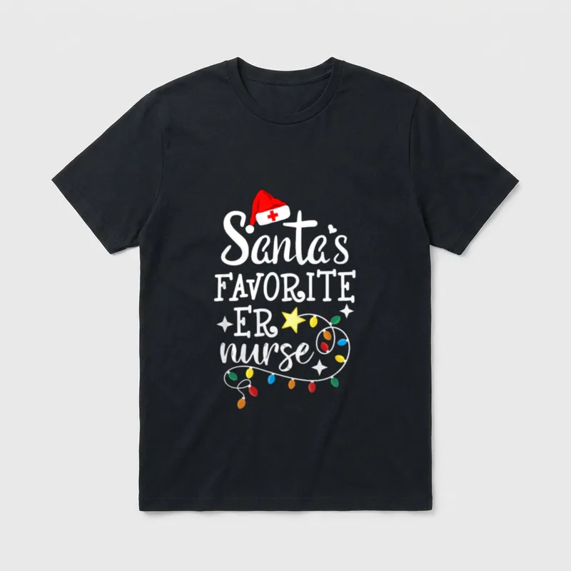 Merry Christmas Nurse Crew RN ED T-Shirt – Classic T-Shirt in Black