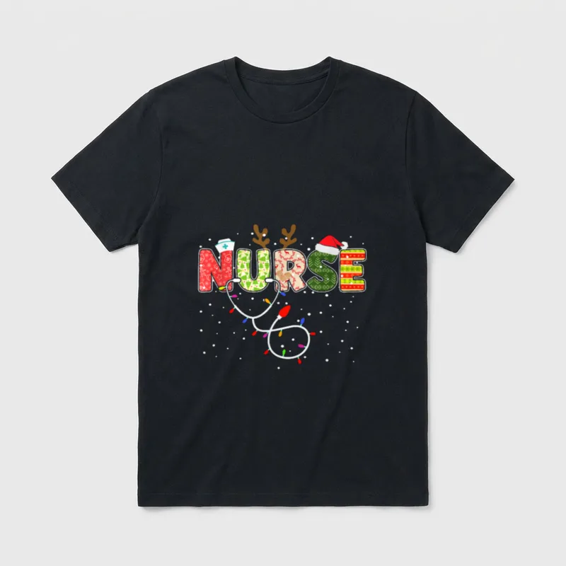 Stethoscope Santa Hat Reindeer Xmas Christmas T-Shirt – Classic T-Shirt in Black