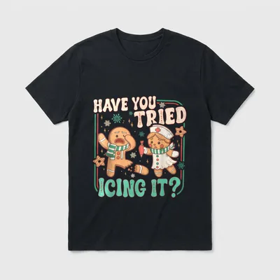 Tried Icing It Funny Christmas Nurse T-Shirt – Classic T-Shirt in Black