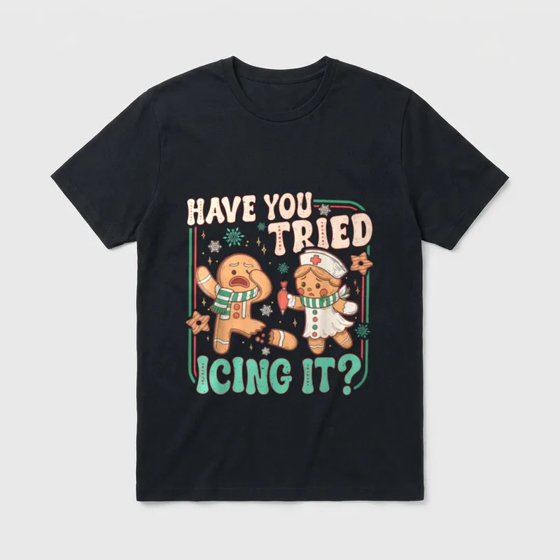 Tried Icing It Funny Christmas Nurse T-Shirt – Classic T-Shirt in Black