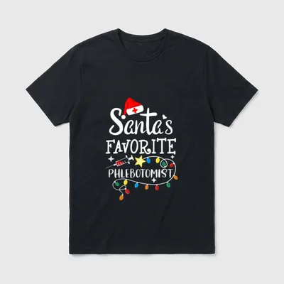 Santa's Favorite Phlebotomist Christmas Phlebotomy T-Shirt – Classic T-Shirt in Black