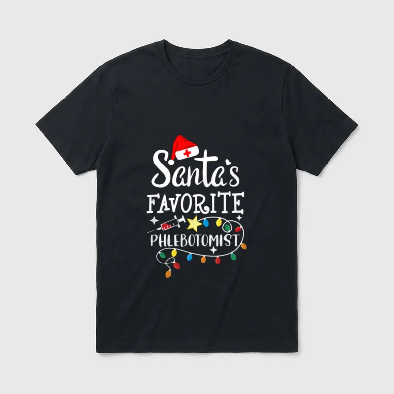 Santa's Favorite Phlebotomist Christmas Phlebotomy T-Shirt – Classic T-Shirt in Black