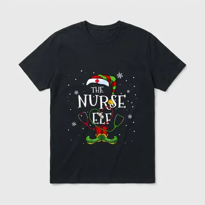 The Nurse Elf Funny Family Matching T-Shirt – Classic T-Shirt in Black