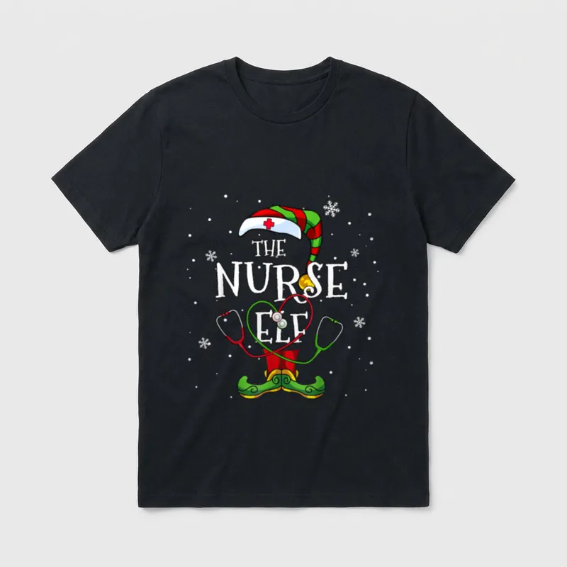 The Nurse Elf Funny Family Matching T-Shirt – Classic T-Shirt in Black