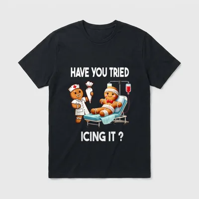 Tried Icing It Funny Christmas Gingerbread T-Shirt – Classic T-Shirt in Black